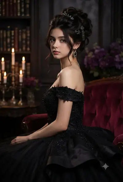 Gothic Elegance in Candlelight Portrait Series