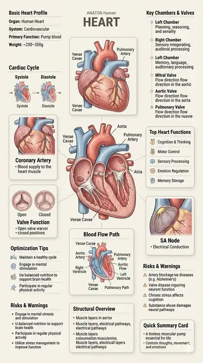 Human Anatomy: Heart and Brain Comparative Infographic