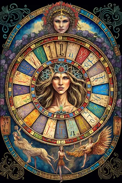 Rad des Schicksals Tarot-Illustration