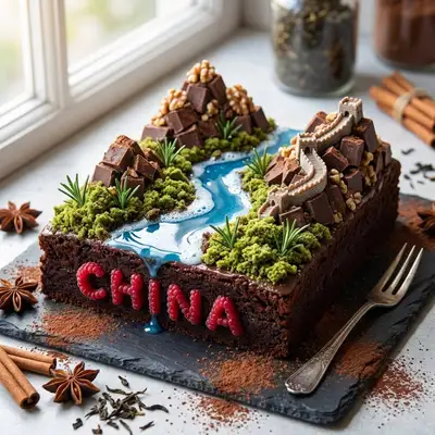 Landscape cake shaped like a city or country location