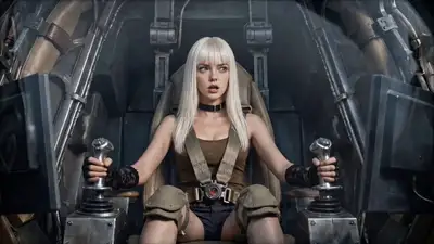 Grok Imagine Video 1.5: Young woman in cockpit, comedic retelling