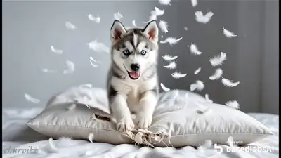 Husky Puppy Play-Bow Video Movement Prompt
