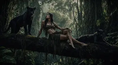Jungle Queen and Panther Cinematic Video Prompt
