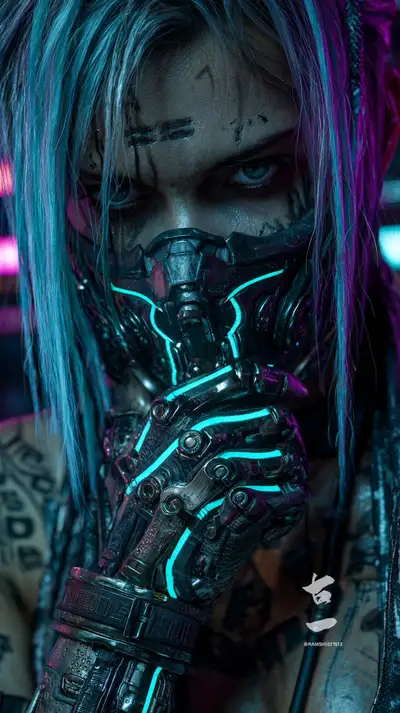 Dark Cyberpunk Cyborg Portrait