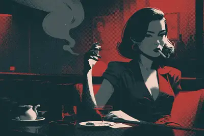 Halftone Film Grain Noir Illustration