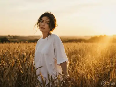 Golden Hour Wheat Field Portrait