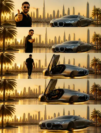 Continuous-Shot BMW Concept Car Entry Prompt
