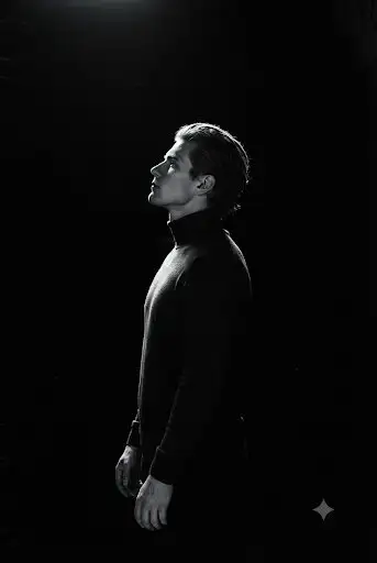 Dramatic Black and White Studio Portrait