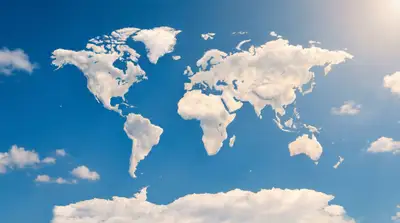 Nuage photoréaliste en forme des continents du monde