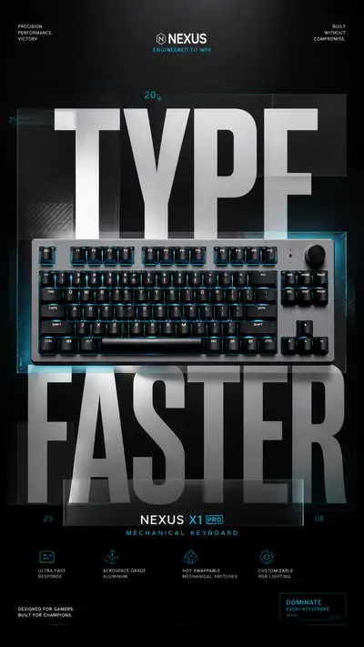 Premium gaming keyboard advertisement poster
