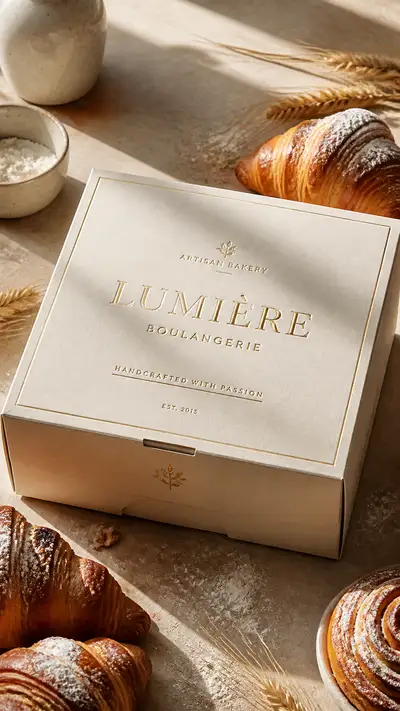 Artisan bakery box packaging product photography