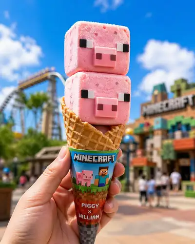 Minecraft-themed Ice Cream Cone