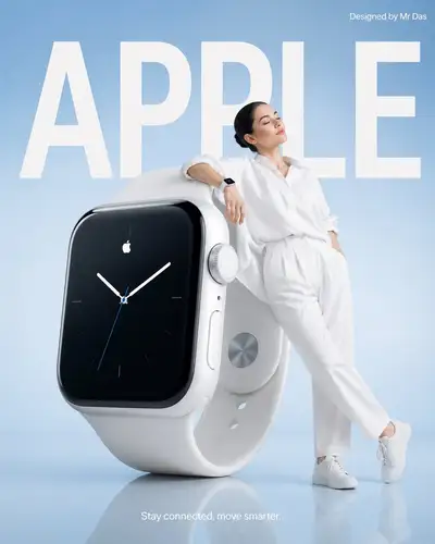 Minimalist oversized smartwatch commercial ad concept