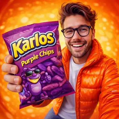 Modern Snack-Ad Editorial Portrait Prompt
