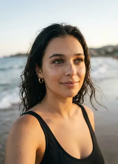 Golden Hour Beach Portrait Prompt