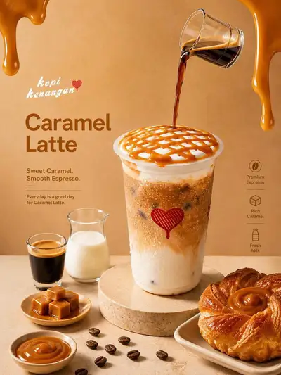 Iced Caramel Latte Commercial Food Photography