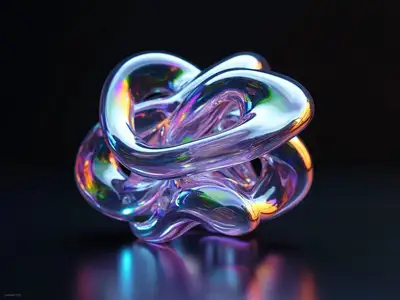 Iridescent Morphing Object on Black Background
