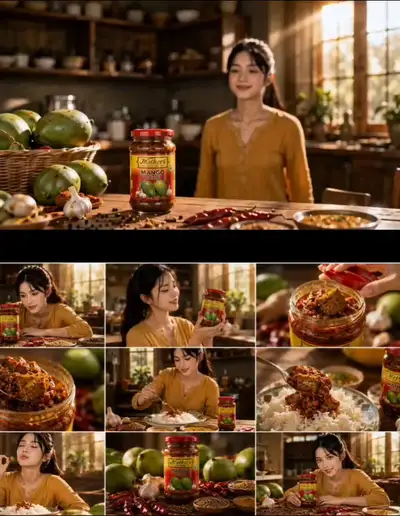 Premium Indisches Mango-Pickle-Werbevideo-Prompt