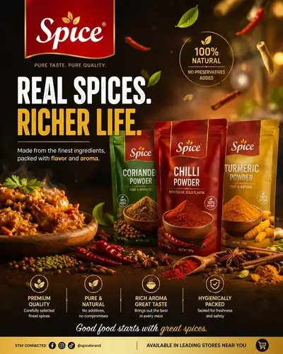 Pôster publicitário premium de marca de especiarias