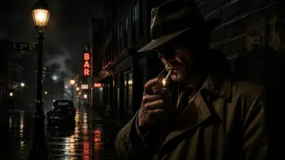 Noir Detective Rainy Street Cinematic Prompt
