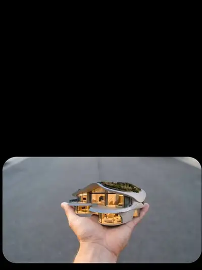 Video-Prompt zur Transformation von Miniatur- zu Vollformat-Gebäuden