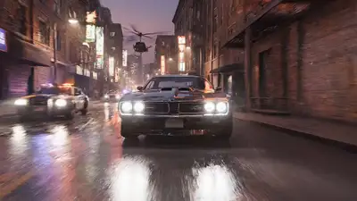 Muscle Car Drift Chase Through Neon City