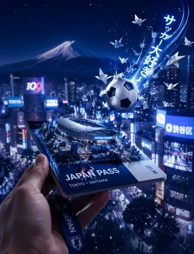 Japan World Cup Fan Pass Poster With Tokyo Diorama