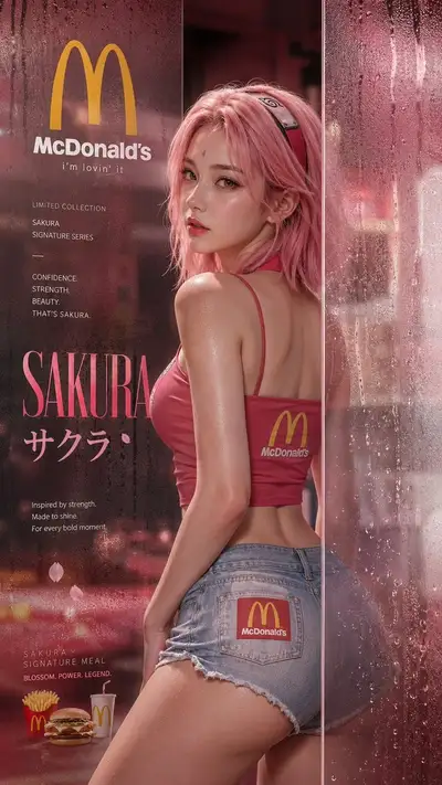 Naruto themed brand campaign poster between glass panels (Chinese)
