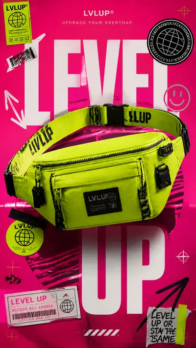 Neon Lime Utility Belt Bag Streetwear Poster