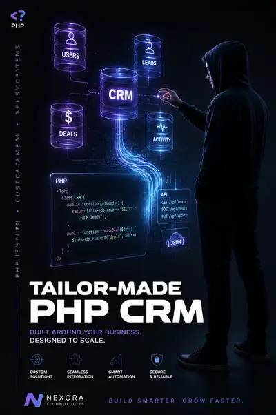 Visuel Publicitaire Tech CRM PHP Sur Mesure