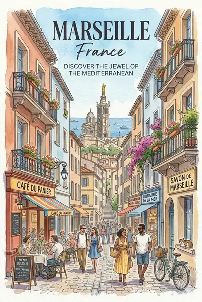 Aquarell-Illustrationsserie französischer Stadtstraßen