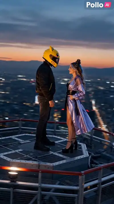Cinematic POV kiss atop Tokyo Tower, two-part video script