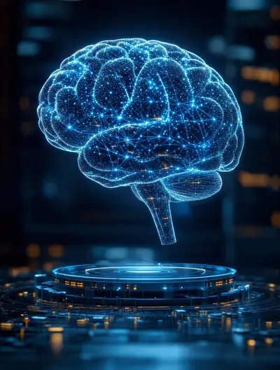 Futuristic AI Brain 3D Render