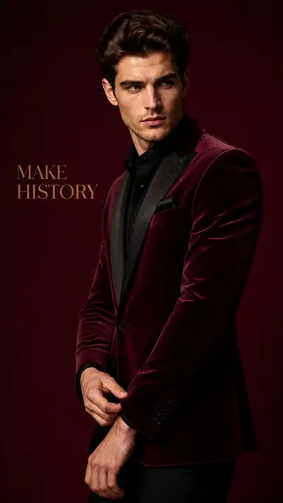 Wine Red Velvet Blazer Luxury Magazine Photoshoot