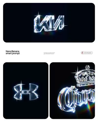 Photorealistic crystal glass typography brand logo template