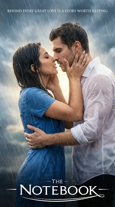 フォトリアルなロマンティック・レイン・キス映画ポスター