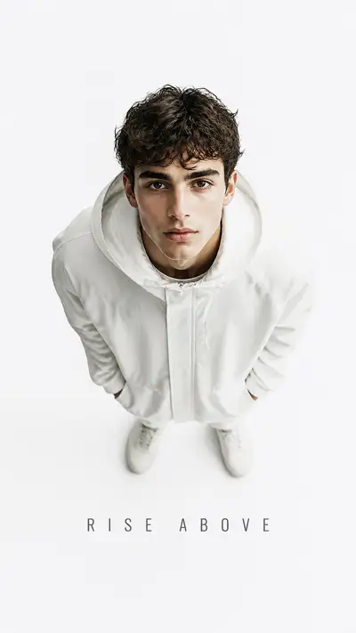 Pure White Studio Menswear Top-Down Portrait
