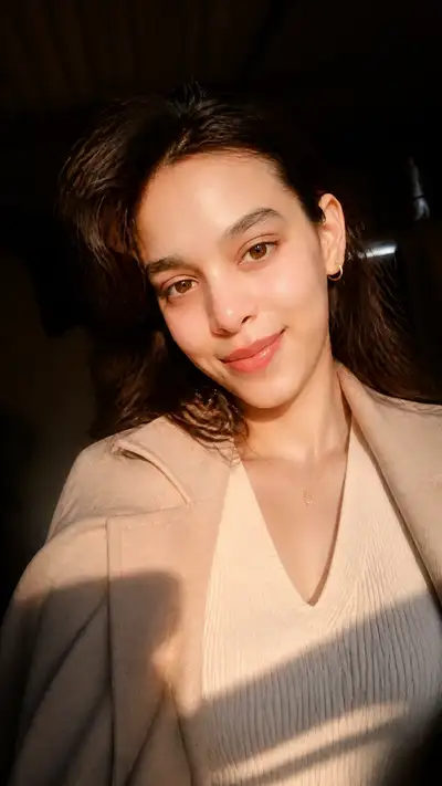 Golden hour East Asian beauty portrait, clean-girl style