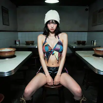 陶鍋ご飯レストランにいる女性のフォトリアリスティックなエディトリアルポートレート