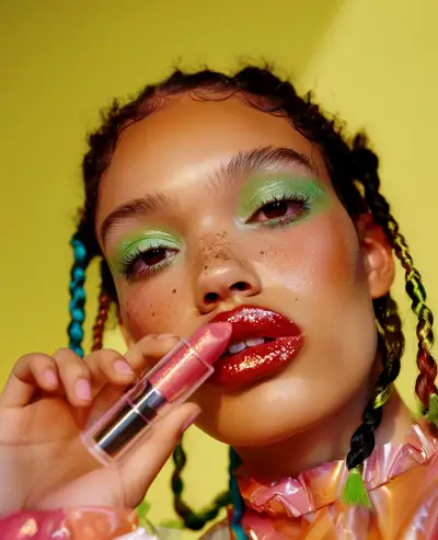 Editorial Makeup Close-Up with Bold Pink Lipstick