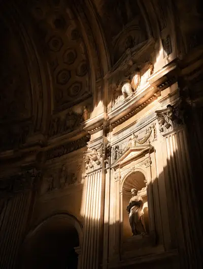 Baroque vaulted ceiling architectural photography