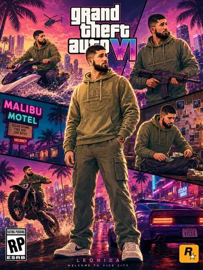 Stilisiertes GTA-Spielposter aus einem Foto