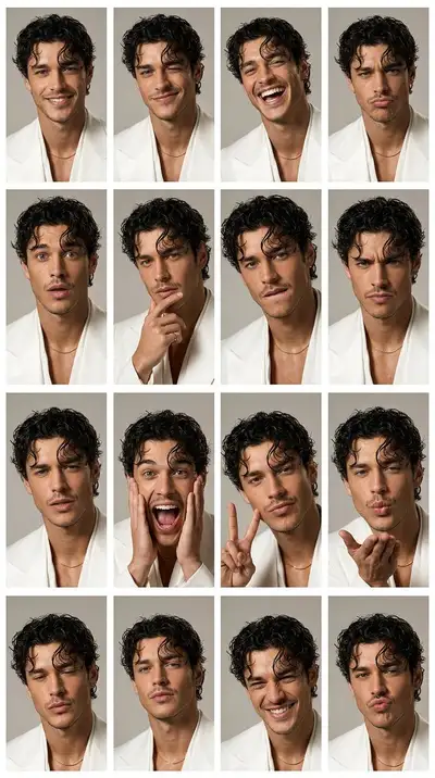 Realistic Photobooth Pose Grid 4x4