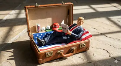 Miniature Person in Vintage Suitcase Cinematic Photo