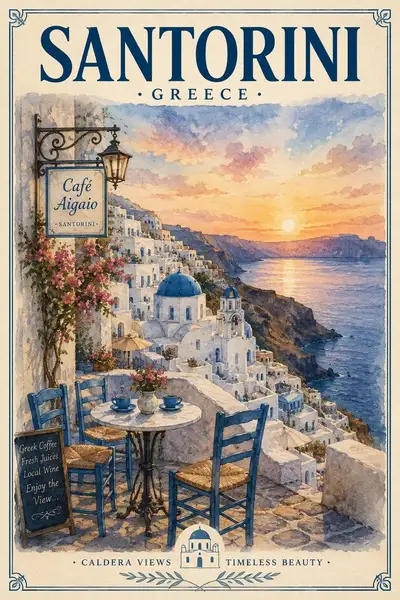 Vintage Watercolor Travel Poster for European City