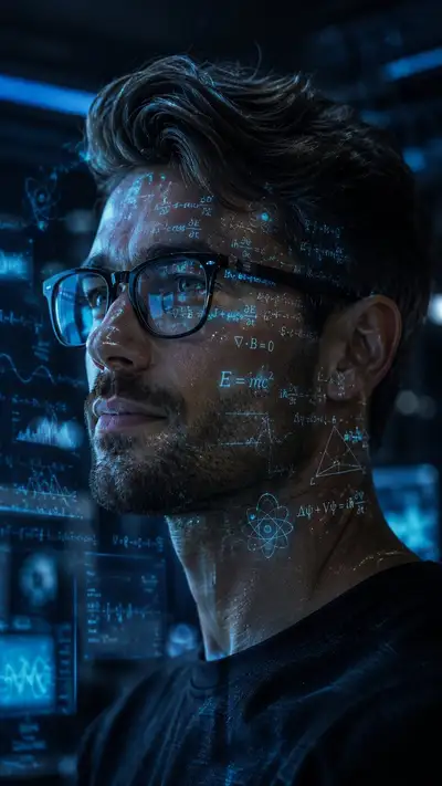 Cinematic Genius Portrait in Futuristic Lab