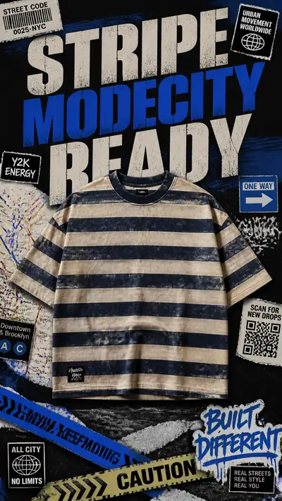Streetwear T-shirt vertical ad poster with bold typography