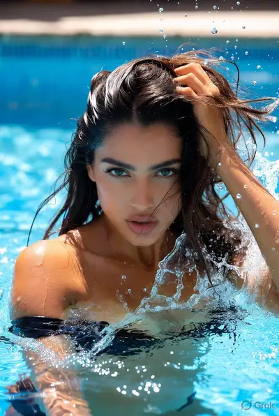 Cinematic Pool Lifestyle Photo of Indian Woman
