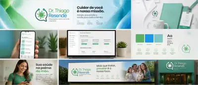 Medical clinic brand campaign board with app and lifestyle tiles