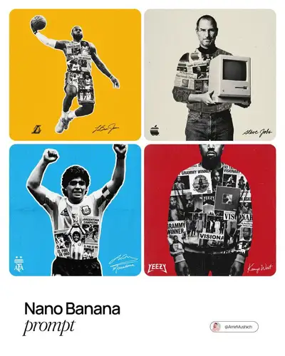 Modern vintage halftone poster of a sports or music icon